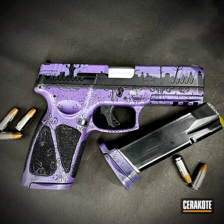 Powder Coating: Laser Engrave,Graphite Black H-146,S.H.O.T,Pistol,Bright Purple H-217,Taurus,Custom