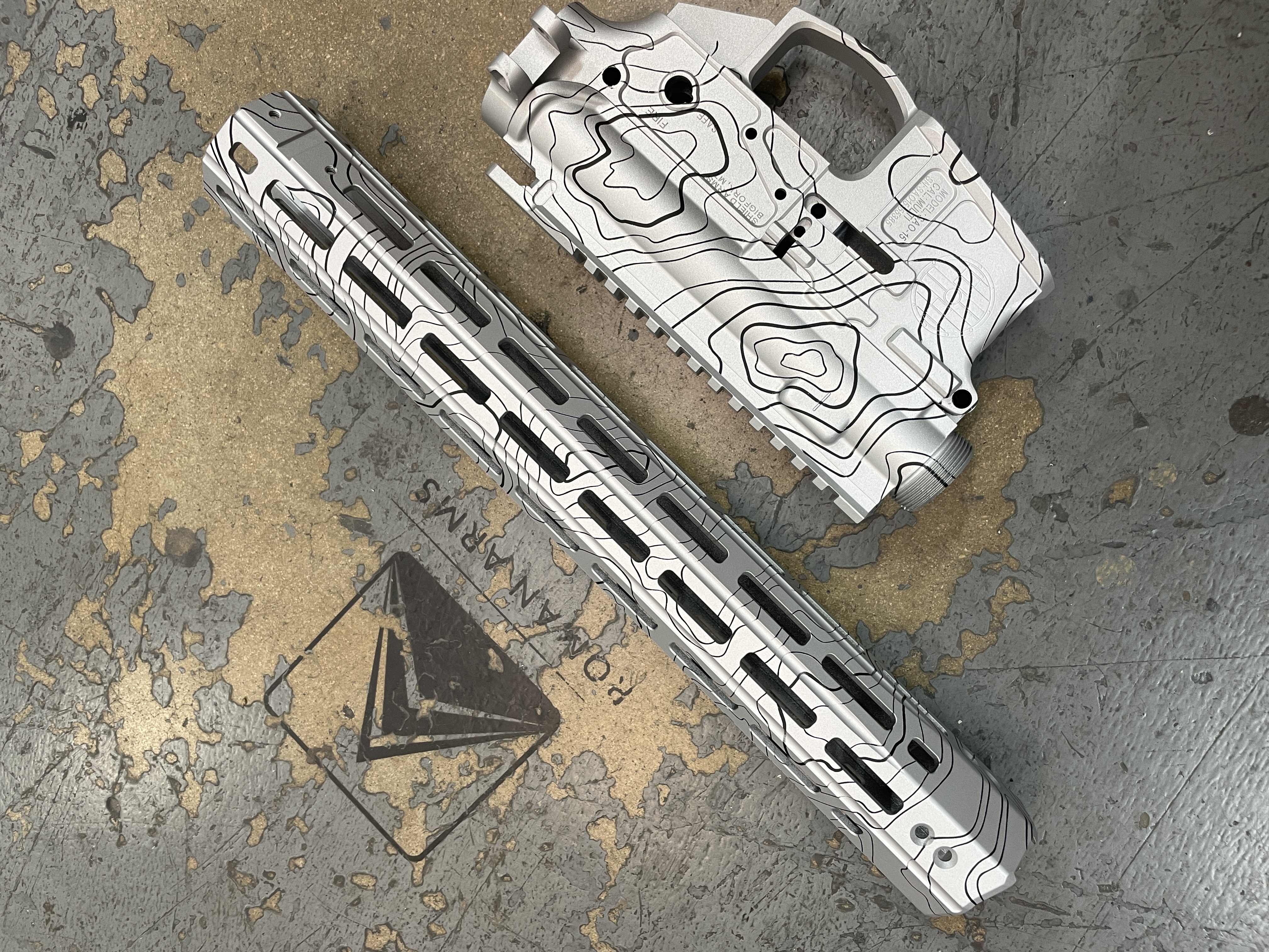 Topographic Rifle Ar Builders Set In Topo Camo using Satin Aluminum and Graphite Black ...