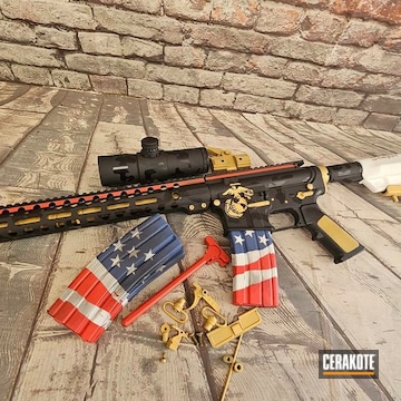 Cerakoted Gold, Stormtrooper White, Usmc Red And Graphite Black Tactical Rifle