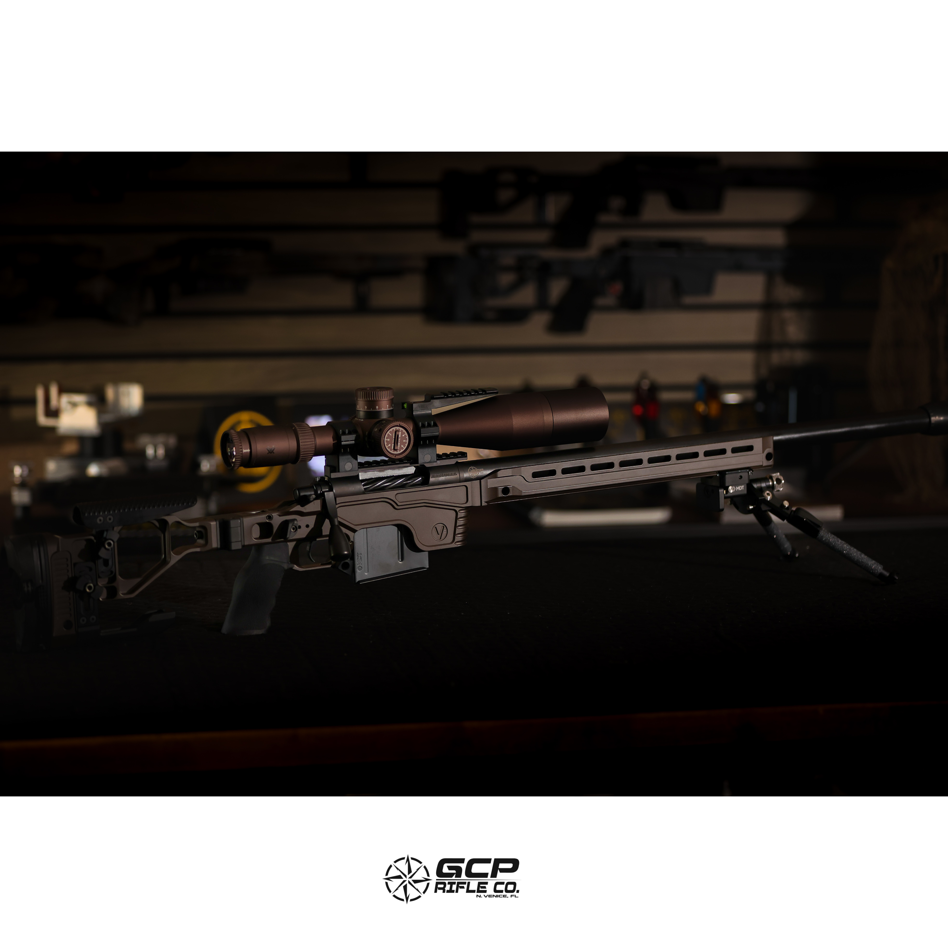 Vision Chassis coated in Vortex Bronze to match scope | Cerakote