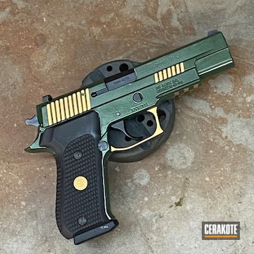 Sig P220 10mm In Highland Greeen, Fx Hunter And Gold With Engraving