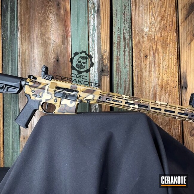 Cerakoted Troy® Coyote Tan, Desert Sand, Chocolate Brown And Graphite Black Ar-15