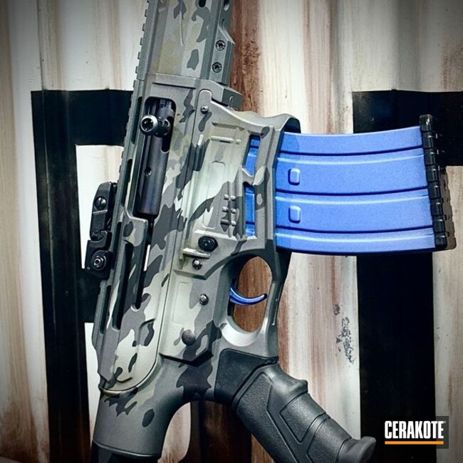 Cerakoted Satin Aluminum, Armor Black, Springfield® Grey, Nra Blue And Cobalt Custom Camo