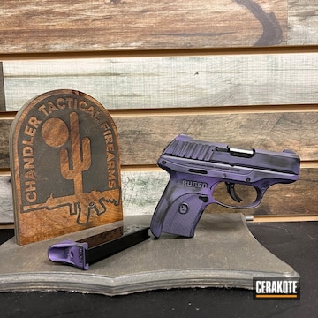 Cerakoted Graphite Black And Bright Purple Distressed Ruger Pistol