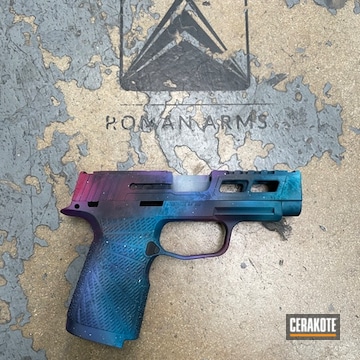 Cerakoted Bright White, Sky Blue, Aztec Teal, Midnight Blue And Bright Purple Sig Sauer P365