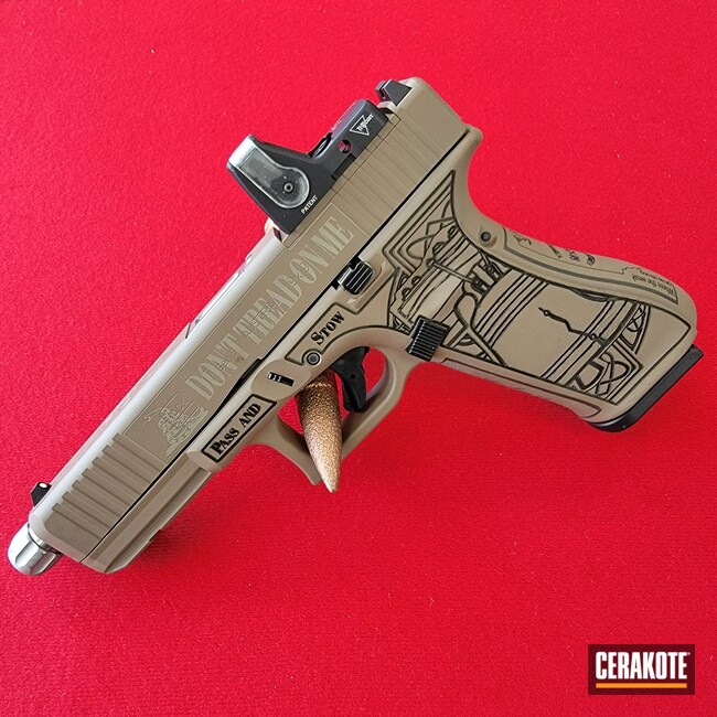 Cerakoted: S.H.O.T,Coyote Tan H-235,Pistol,Glock,Laser Engrave