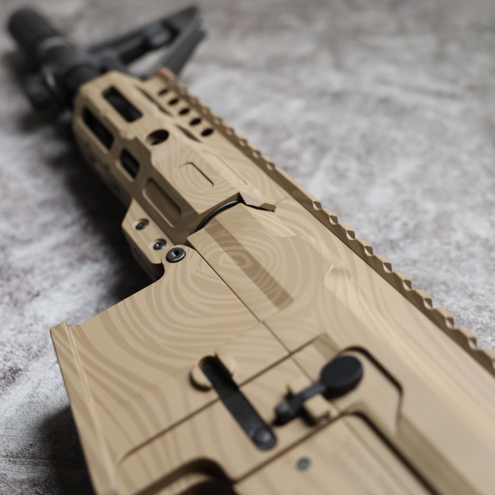 Primary Machine Battle Worn Finish Ar-15 finished with FDE | Cerakote