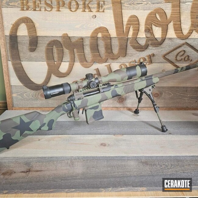 Cerakoted Custom Savage Arms Rifle In H-203, H-258 And H-341