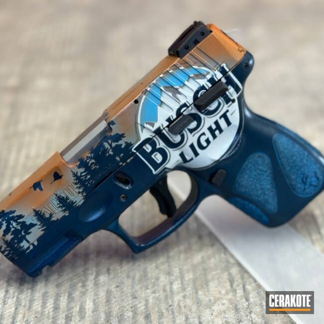 Tequila Sunrise, Blue Raspberry, Navy, Bright White And Crushed Silver Custom Busch Light Themed Taurus