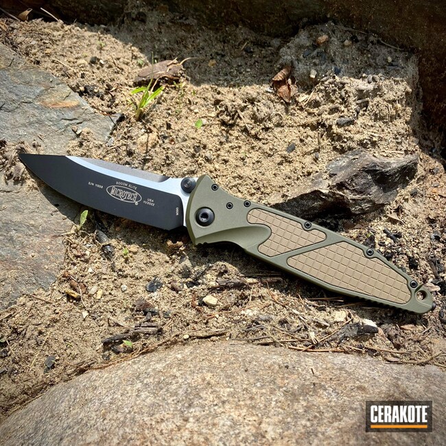 Cerakoted: S.H.O.T,Microtech,Mil Spec O.D. Green H-240,Knife,GLOCK® FDE H-261