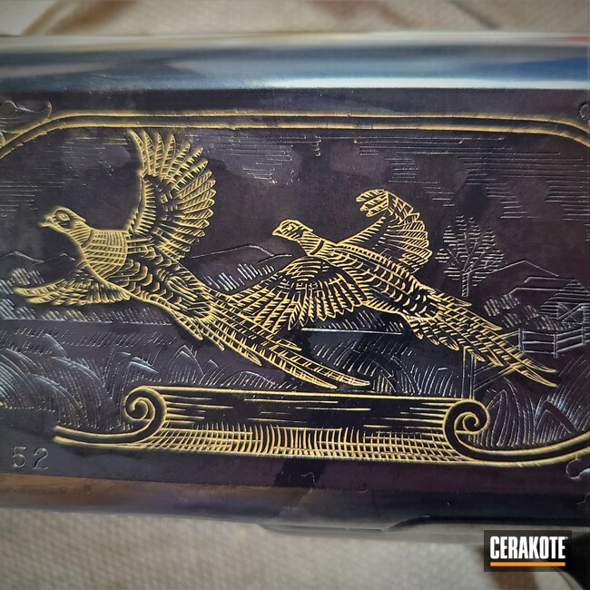 Cerakoted: S.H.O.T,Shotgun,Engraving,Duck Gun,Gold H-122