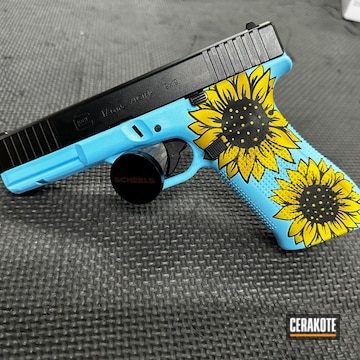 Cerakoted Sunflower And Blue Raspberry Glock 17