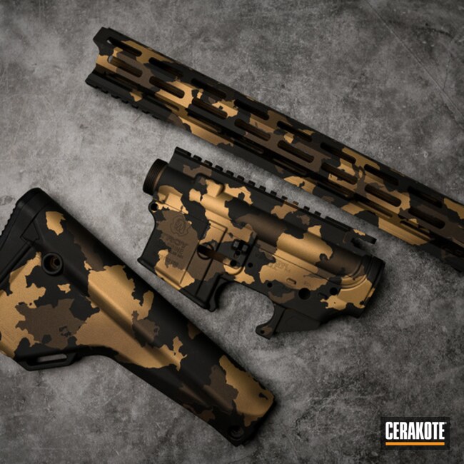 Cerakoted Armor Black And Gold Ar-15 Parts