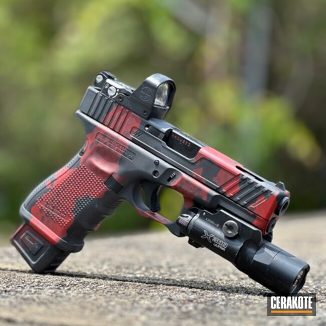 Cerakoted Crimson, Armor Black And Sniper Grey Custom Glock 19