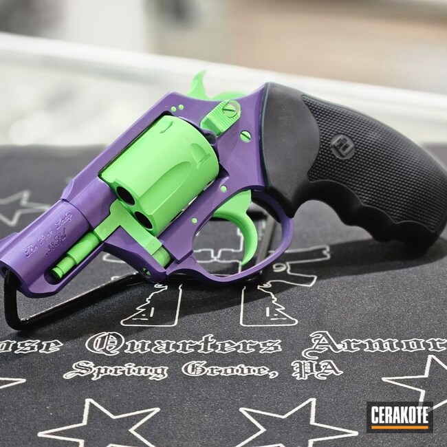 Cerakoted: S.H.O.T,Cerakote,Bright Purple H-217,Revolver,PARAKEET GREEN H-331