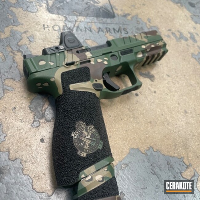 Cerakoted Highland Green, Coyote Tan And Graphite Black Custom Pistol