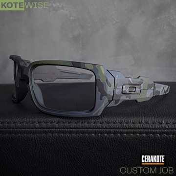 Cerakoted Multicam® Bright Green, Sniper Grey And Graphite Black Oakley Sunglasses Gascan
