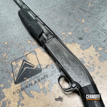 Cerakote Graphite Black And Bull Shark Grey Browning Pump Action Shotgun