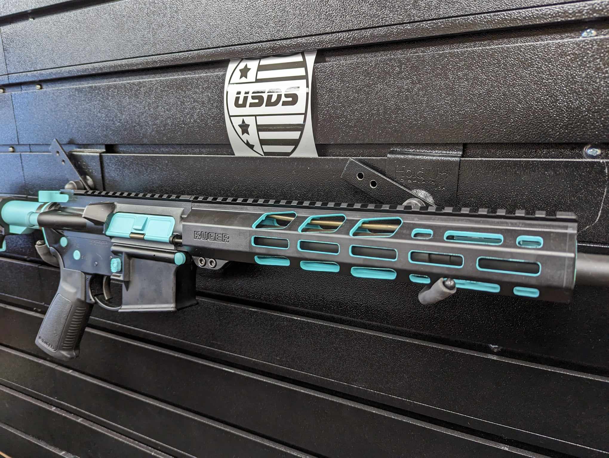 Ar 15 Blue Raspberry Ar-15 done in a Graphite Black and Robin's Egg Blue Finish | Cerakote