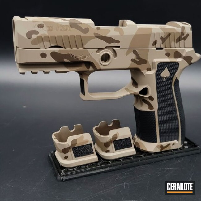 Cerakoted Plum Brown, Mcmillan® Tan, Graphite Black And Flat Dark Earth Sig Sauer P320