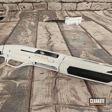 Cerakote Stormtrooper White And Hi-vis Orange Browning Maxus Shotgun