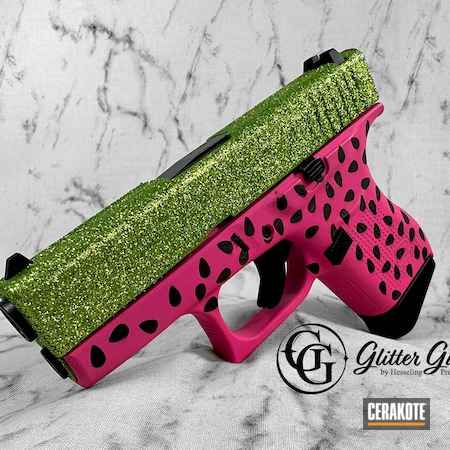 Powder Coating: Glock 43,Pink,Zombie Green H-168,S.H.O.T,Watermelon,Glitter Glock,Glitter Gun,Sparkle,Glitter,Prison Pink H-141