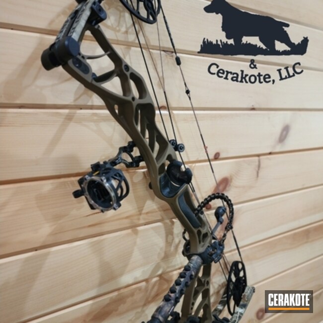 Coated In  Troy® Coyote Tan And Barrett® Brown Custom Hoyt Bow