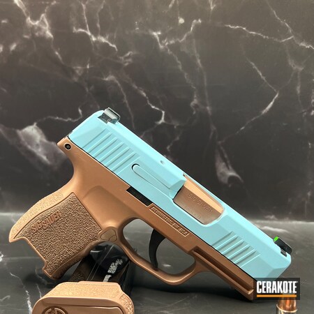 Powder Coating: Ice Blue H-356,S.H.O.T,Sig Sauer,Handguns,Pistol,2nd Amendment,Titanium Red Piston Coat V-139