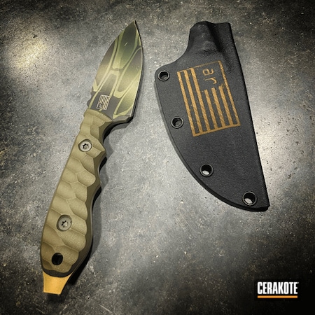 Powder Coating: Custom Knives,Graphite Black H-146,S.H.O.T,Highland Green H-200,Knife,FS SABRE SAND   H-33446