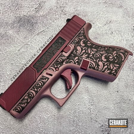 Powder Coating: Glock 43,Laser Engrave,CRANBERRY FROST H-320,S.H.O.T,Girls Gun,Pistol,Pink Gun,Blush H-321,Pretty Guns