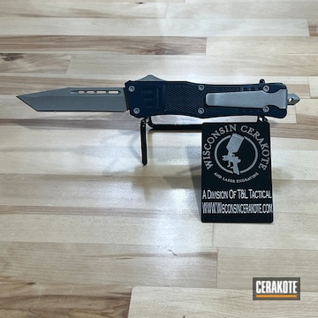 Navy & Silver Otf Switchblade Knife