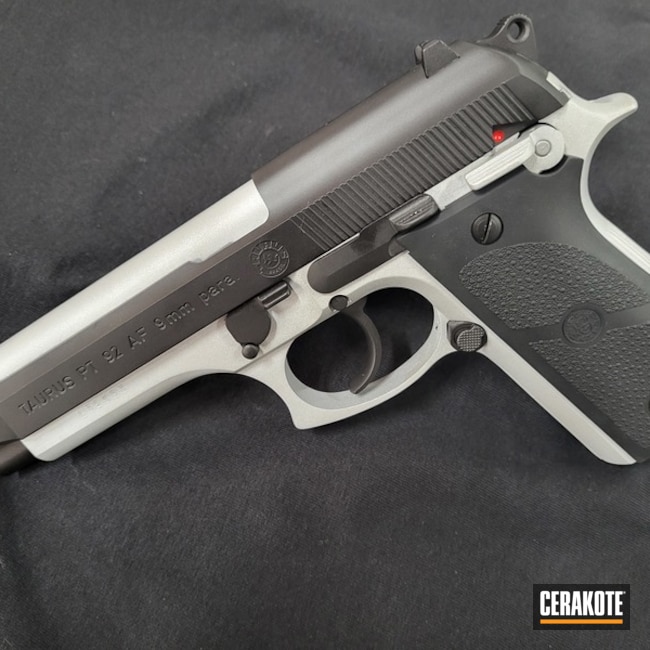 Taurus finished in a Armor Black and Crushed Silver Finish | Cerakote