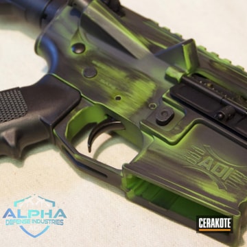 Cerakoted Armor Black And Zombie Green Distressed Ar Rifle 