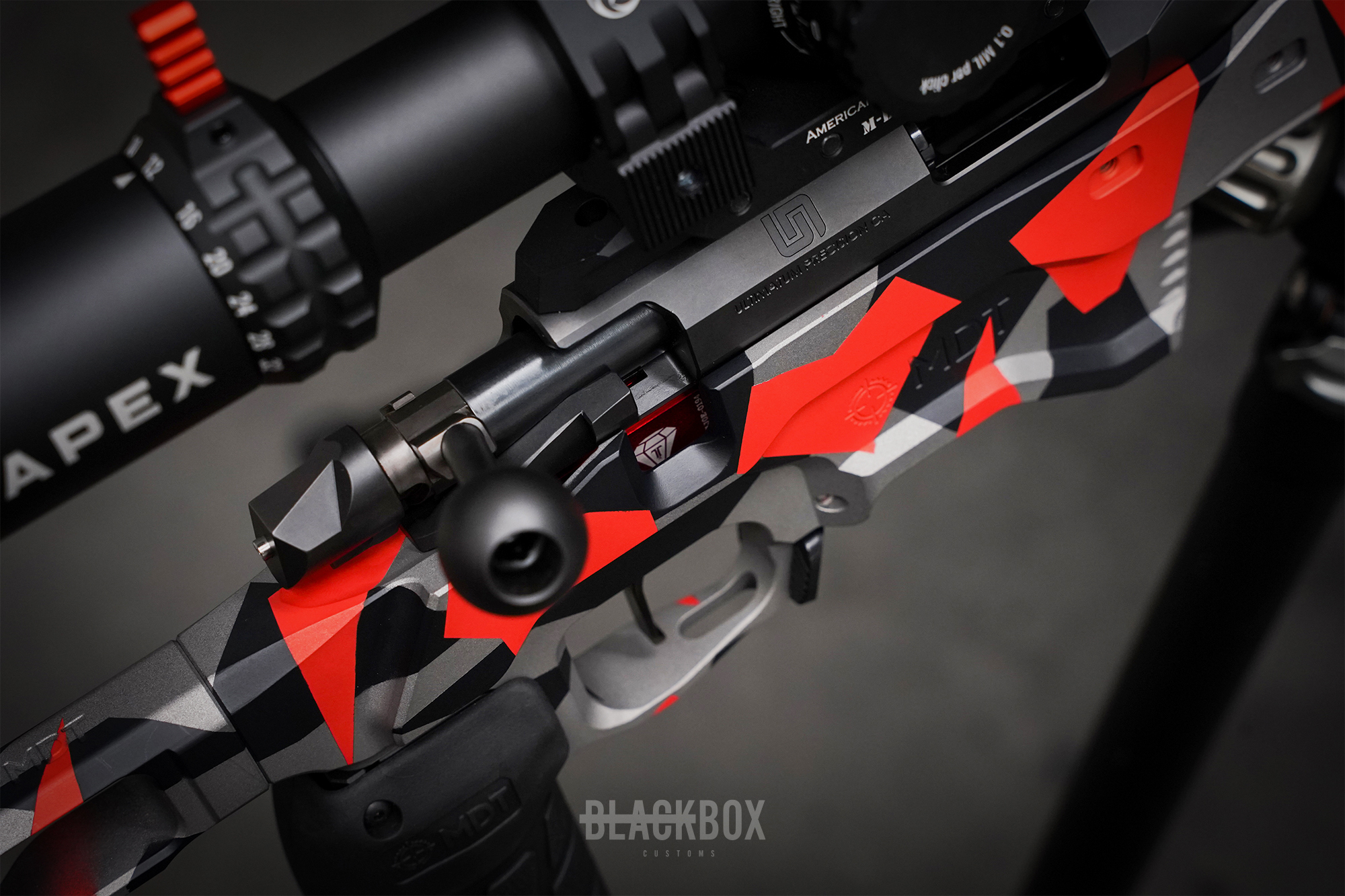 Splinter Camo Bolt Action featuring Firehouse Red | Cerakote