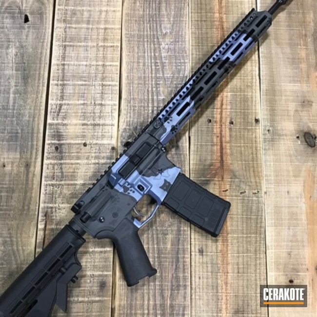 Cerakoted Sig™ Dark Grey, Polar Blue And Graphite Black Ar Rifle