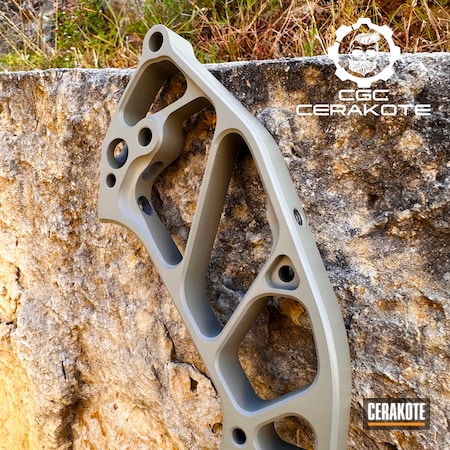 Powder Coating: S.H.O.T,Compound Bow Riser,Cerakote,Compound Bow,Bow Riser,Bow Hunting,MCMILLAN® TAN H-203,Certified Applicator,Bow Fishing,Bow,Bow Risers,Bow Parts