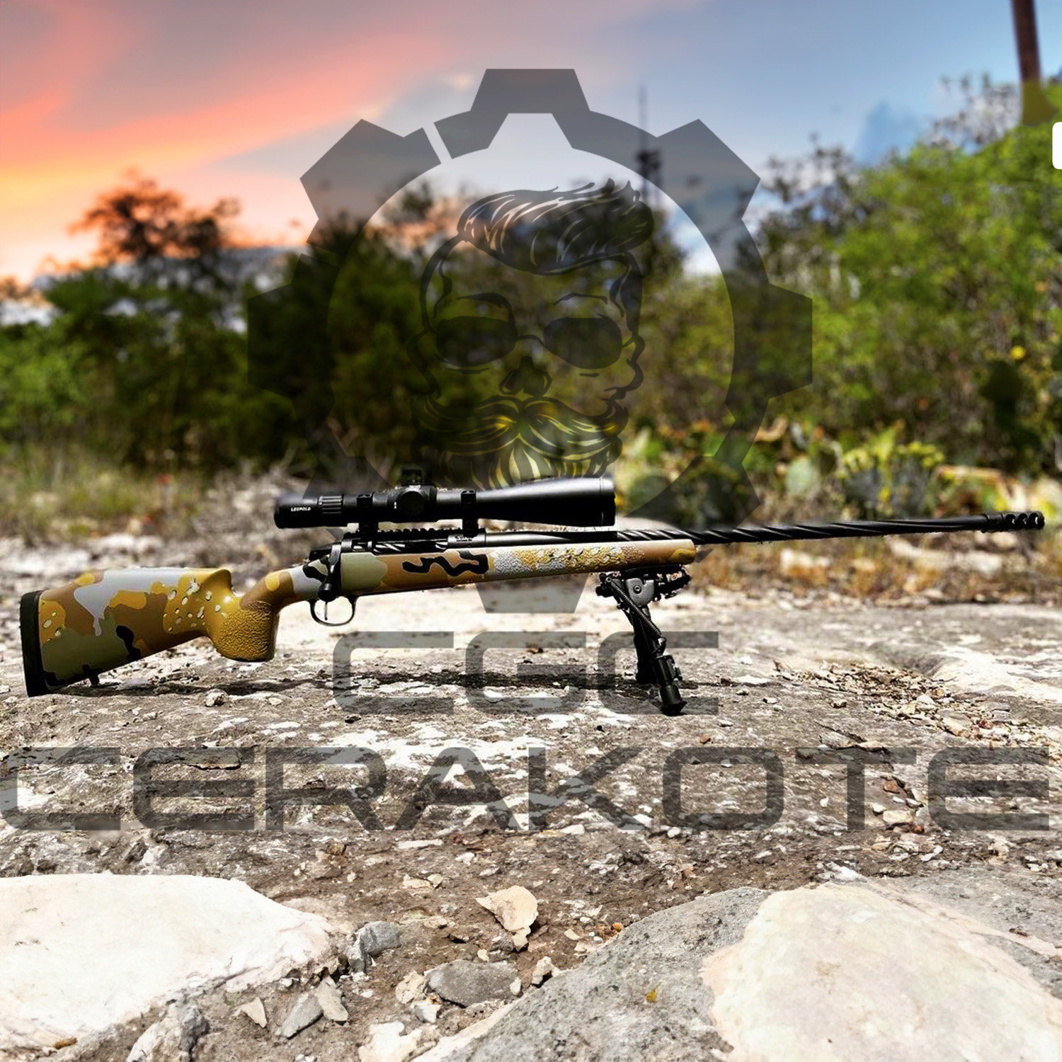 Customized Desert Rifle Desert Camo - Curtis Custom Bolt Rifle | Cerakote