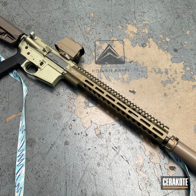 Cerakoted Coyote Tan, Smoked Bronze, High Gloss Armor Clear And Gold Ar15 Parts