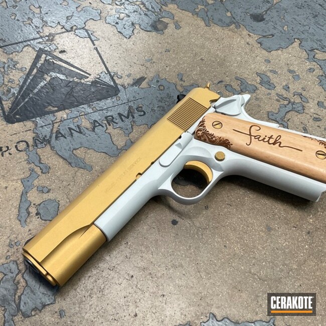 Cerakoted Frost And Gold Custom Pistol