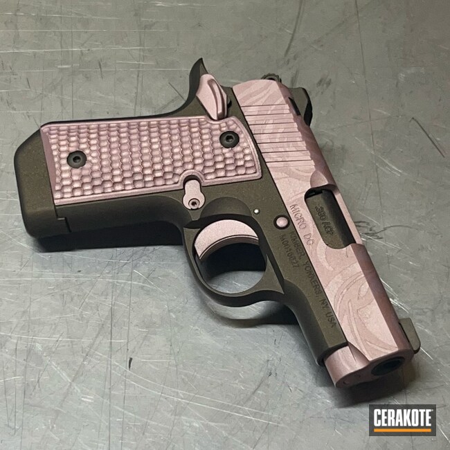 Cerakoted: Kimber Micro Carry,PINK CHAMPAGNE H-311,Kimber 1911,.380 ACP,Midnight Bronze H-294,ROSE GOLD H-327