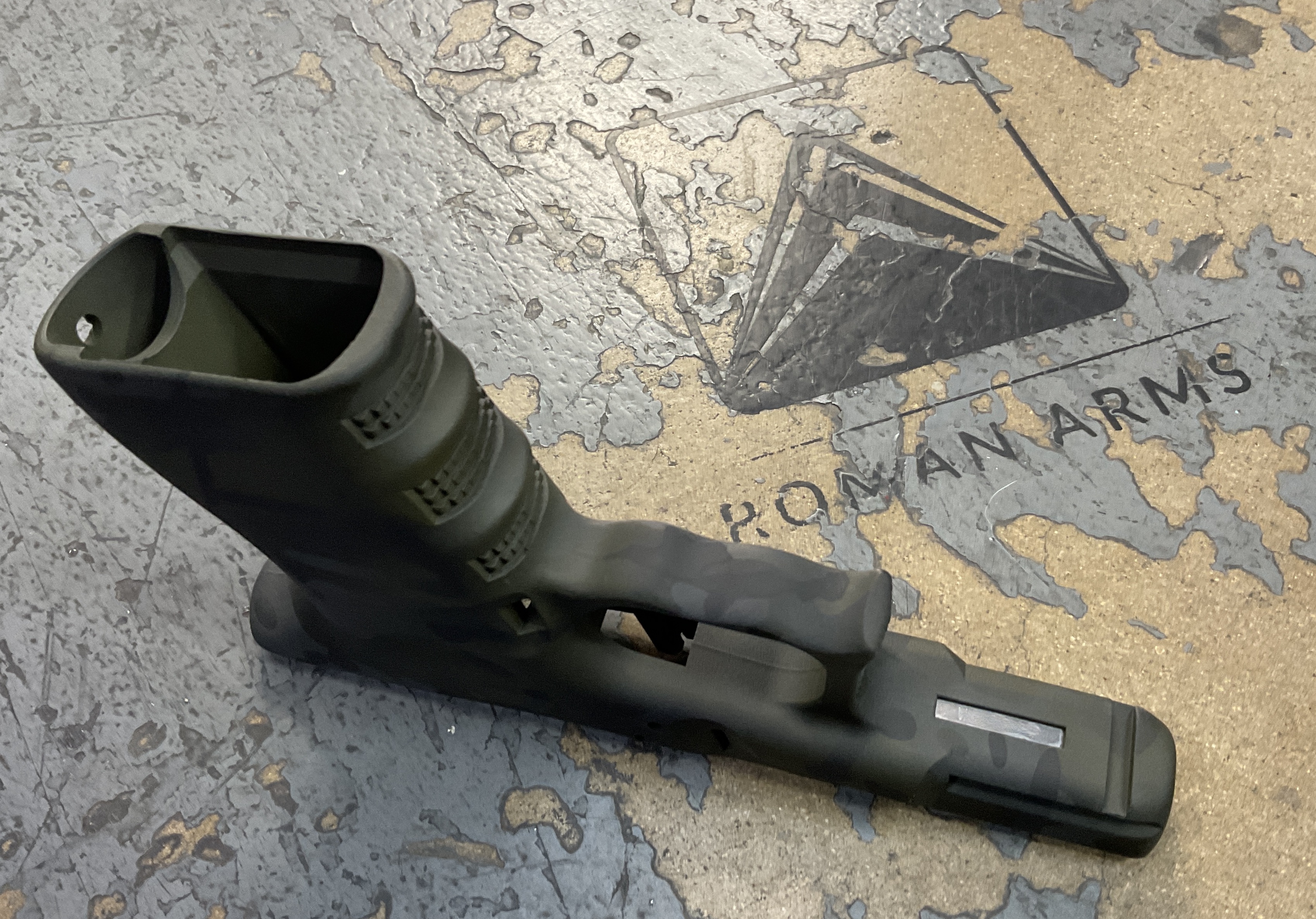 White Gun Frame Pistol Frame coated in Sniper Green, Sig™ Dark Grey and Graphite Black ...