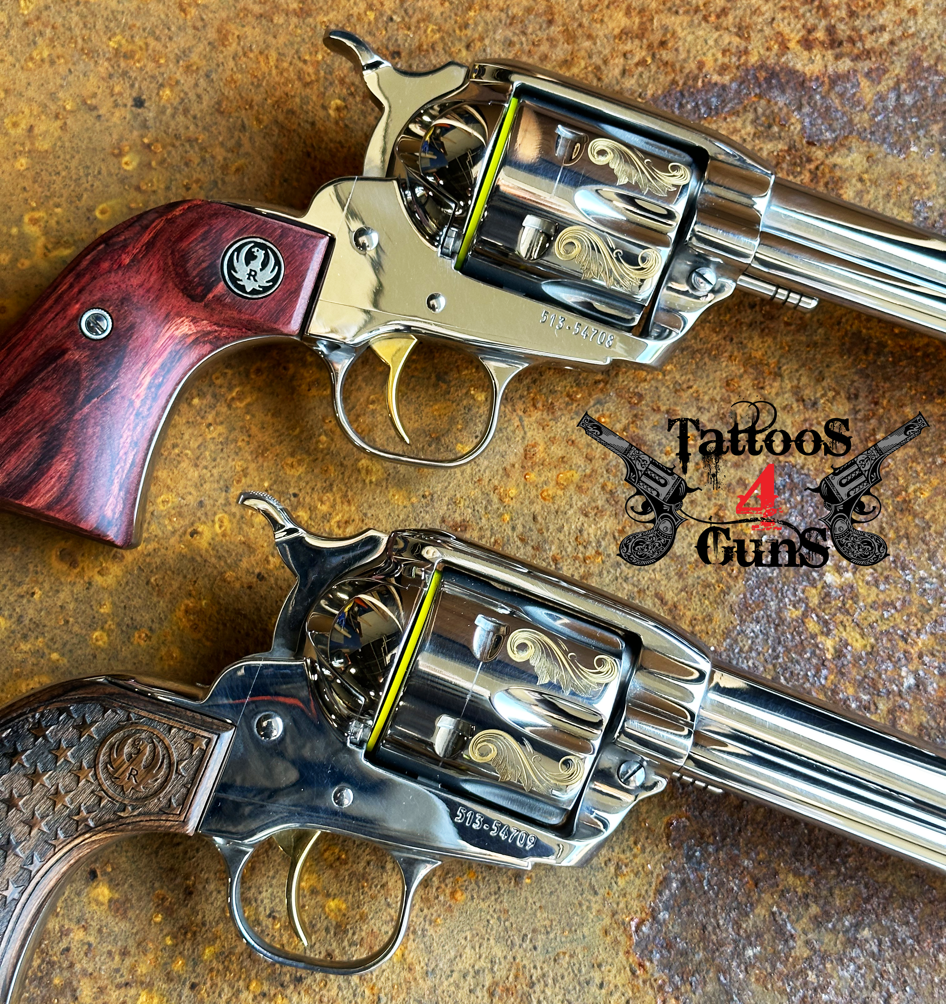Ruger Vaquero with Scrollwork and Text | Cerakote