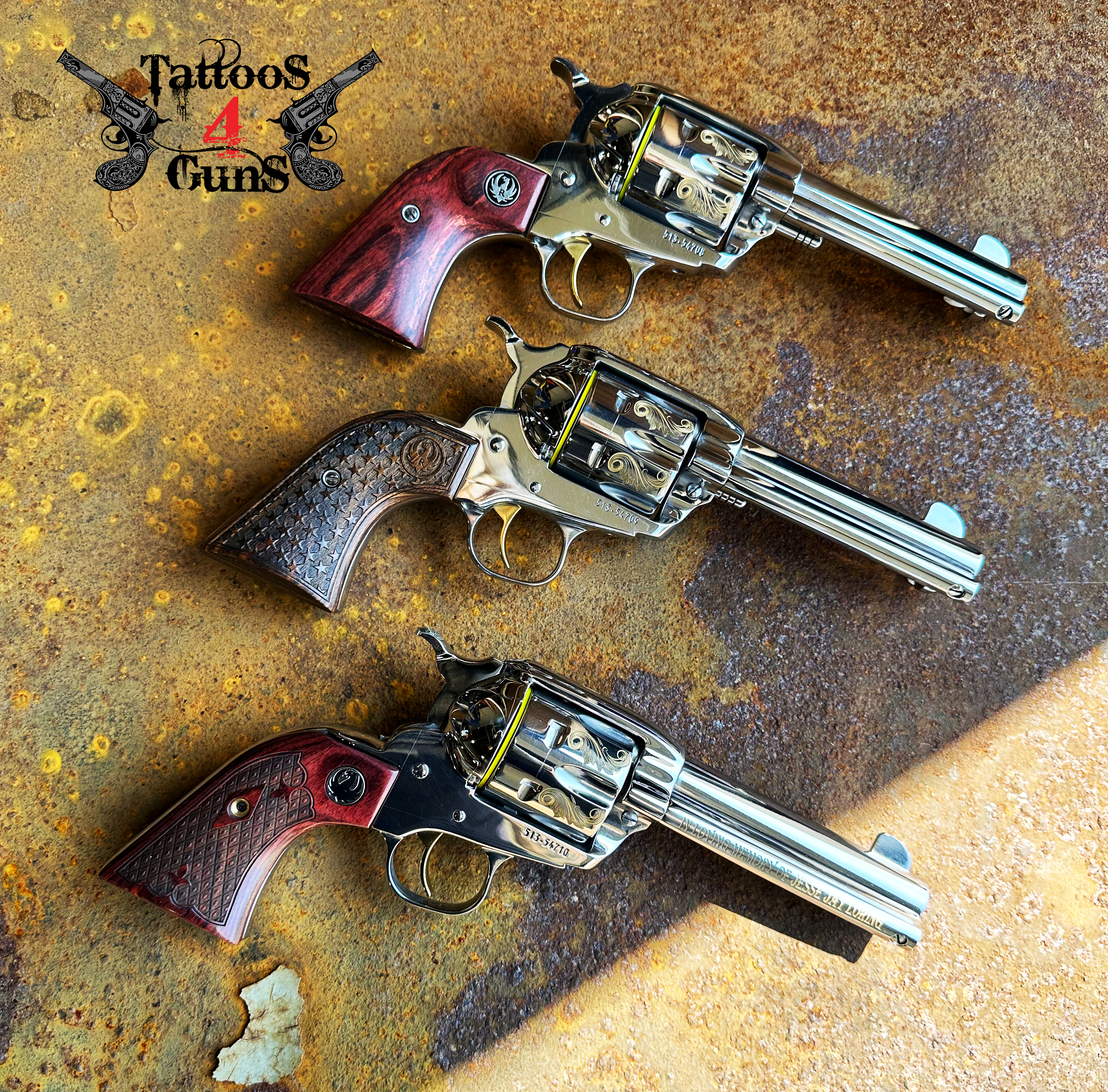 Ruger Vaquero with Scrollwork and Text | Cerakote