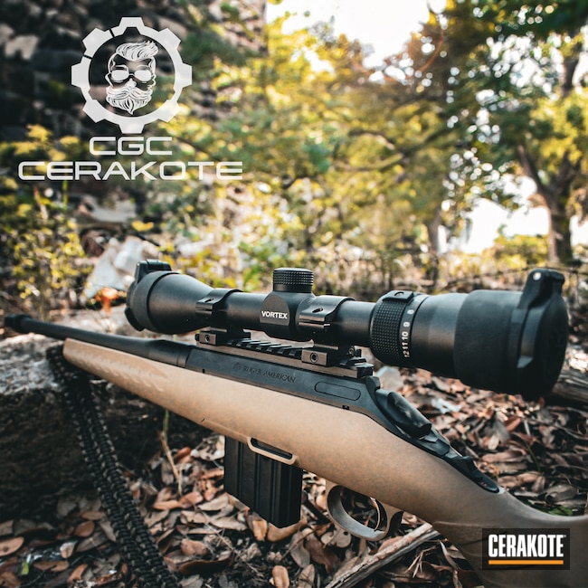 Cerakoted: S.H.O.T,Rifle,Bolt Action Rifle,Ruger American Rifle,Ruger,DESERT SAND H-199,Cerakote,Certified Applicator,Tactical Rifle,Rifle Scope,Rifle Barrel,Vortex,Rifle Stock,Hunting Rifle,Custom Rifle Build