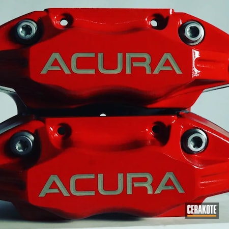 Powder Coating: Laser Engrave,HIGH GLOSS CERAMIC CLEAR MC-156,RUBY RED H-306,Automotive,Before and After,Restoration,Brake Calipers