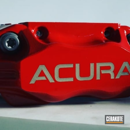 Powder Coating: Brake Calipers,RUBY RED H-306,Restoration,Automotive,Laser Engrave,Before and After,HIGH GLOSS CERAMIC CLEAR MC-156