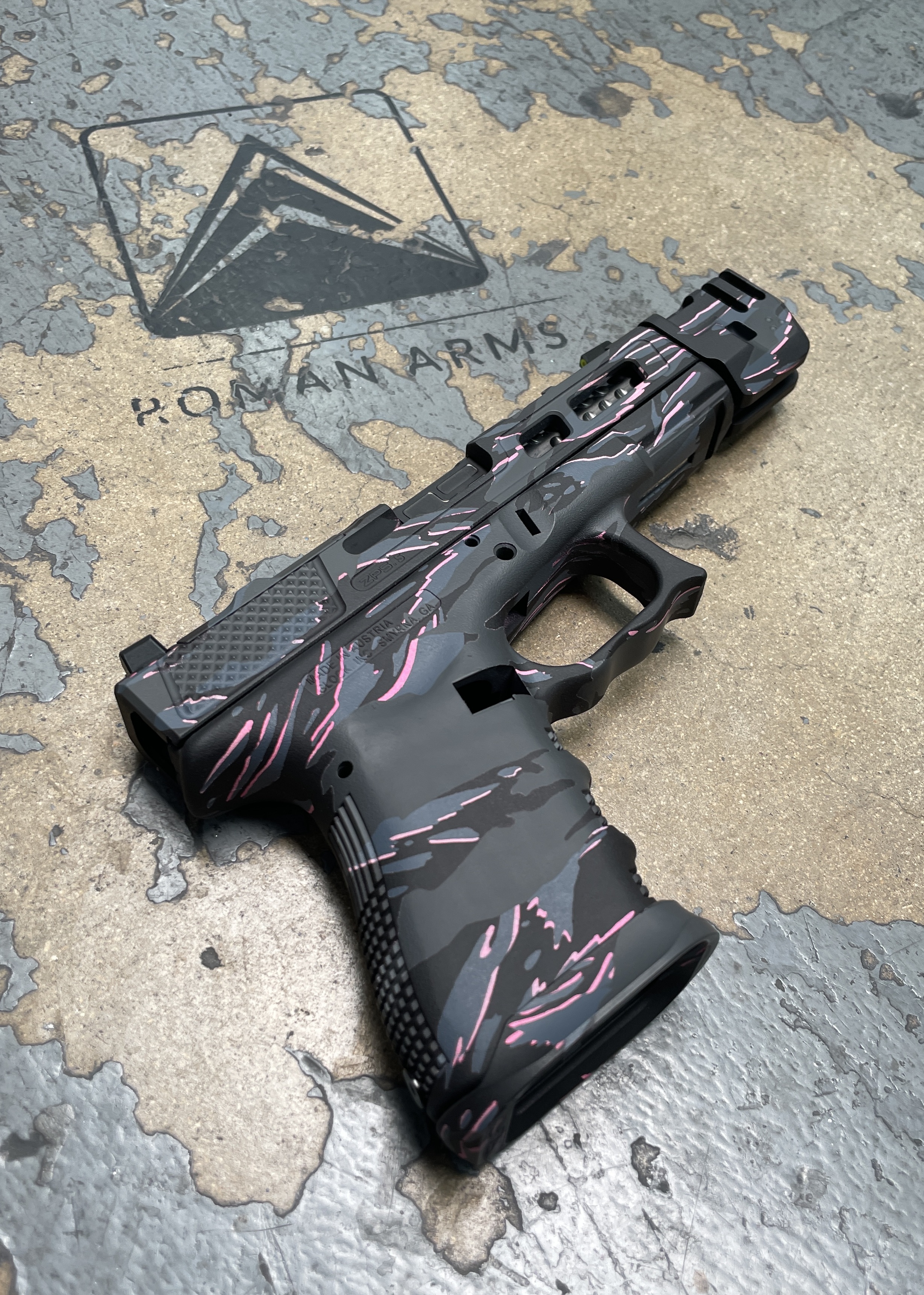 Pink Rmr Custom Glock coated in Bazooka Pink, Armor Black, Springfield® Grey ...
