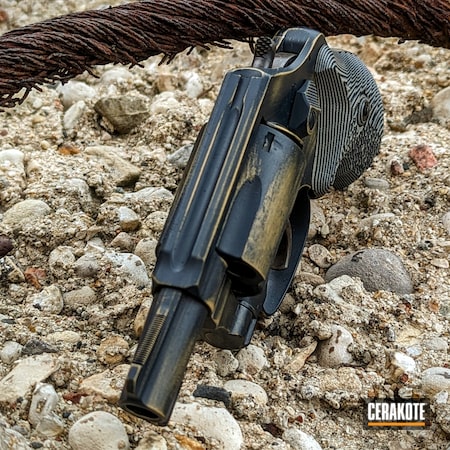 Powder Coating: Graphite Black H-146,Smith & Wesson,Gold H-122,Revolver,38 Special,Battleworn
