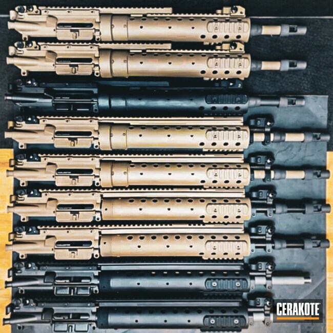 Production Run - Ar-15 Upper Receivers Coated With Cerakote In Graphite Black And Magpul® Flat Dark Earth