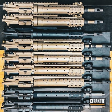 Production Run - Ar-15 Upper Receivers Coated With Cerakote In Graphite Black And Magpul® Flat Dark Earth